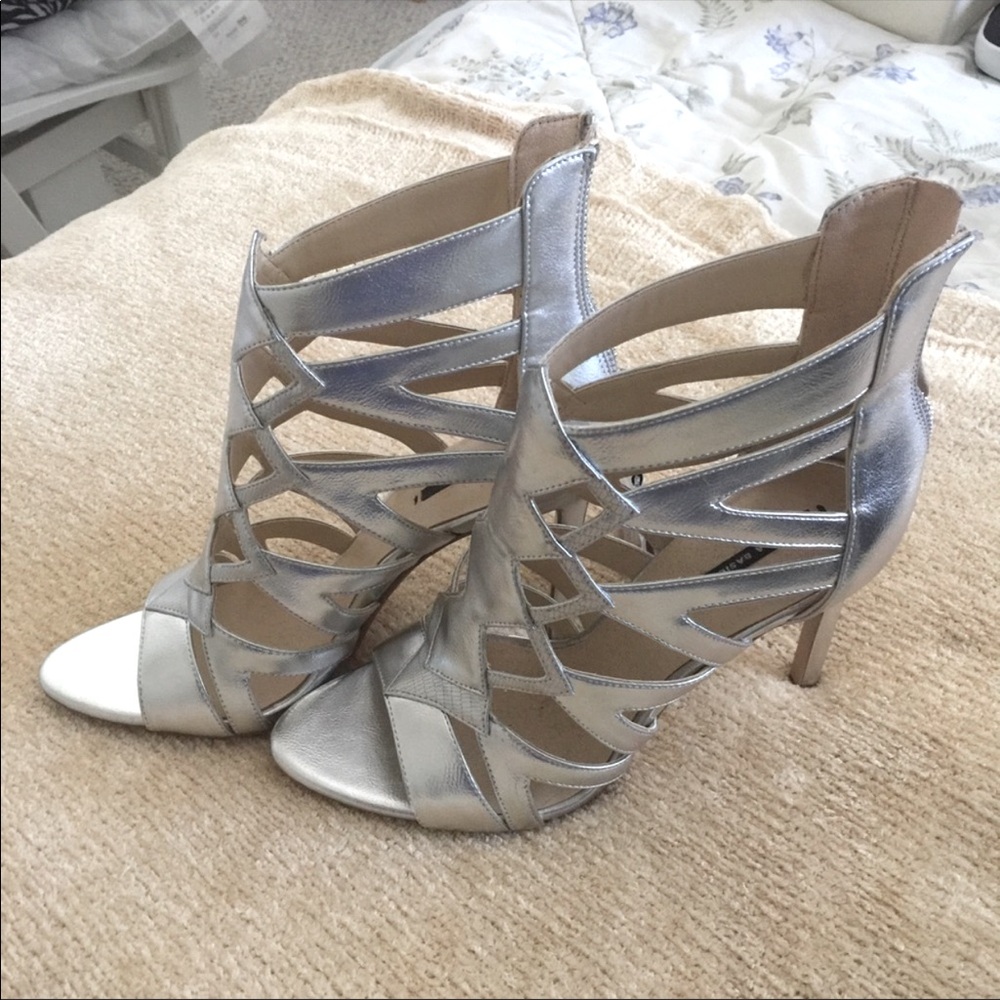 Zara metallic caged heels